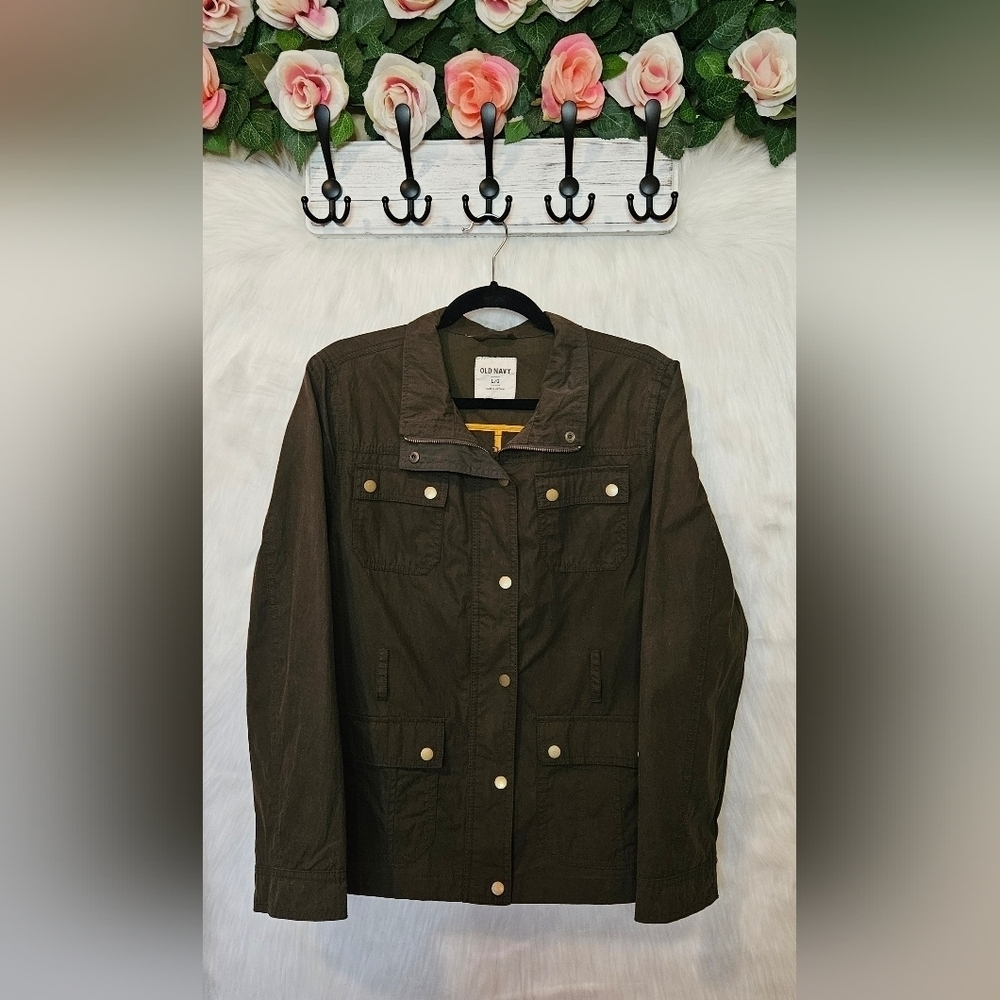 Old Navy *Rare* Bib-Style Olive Green Military Style Jacket